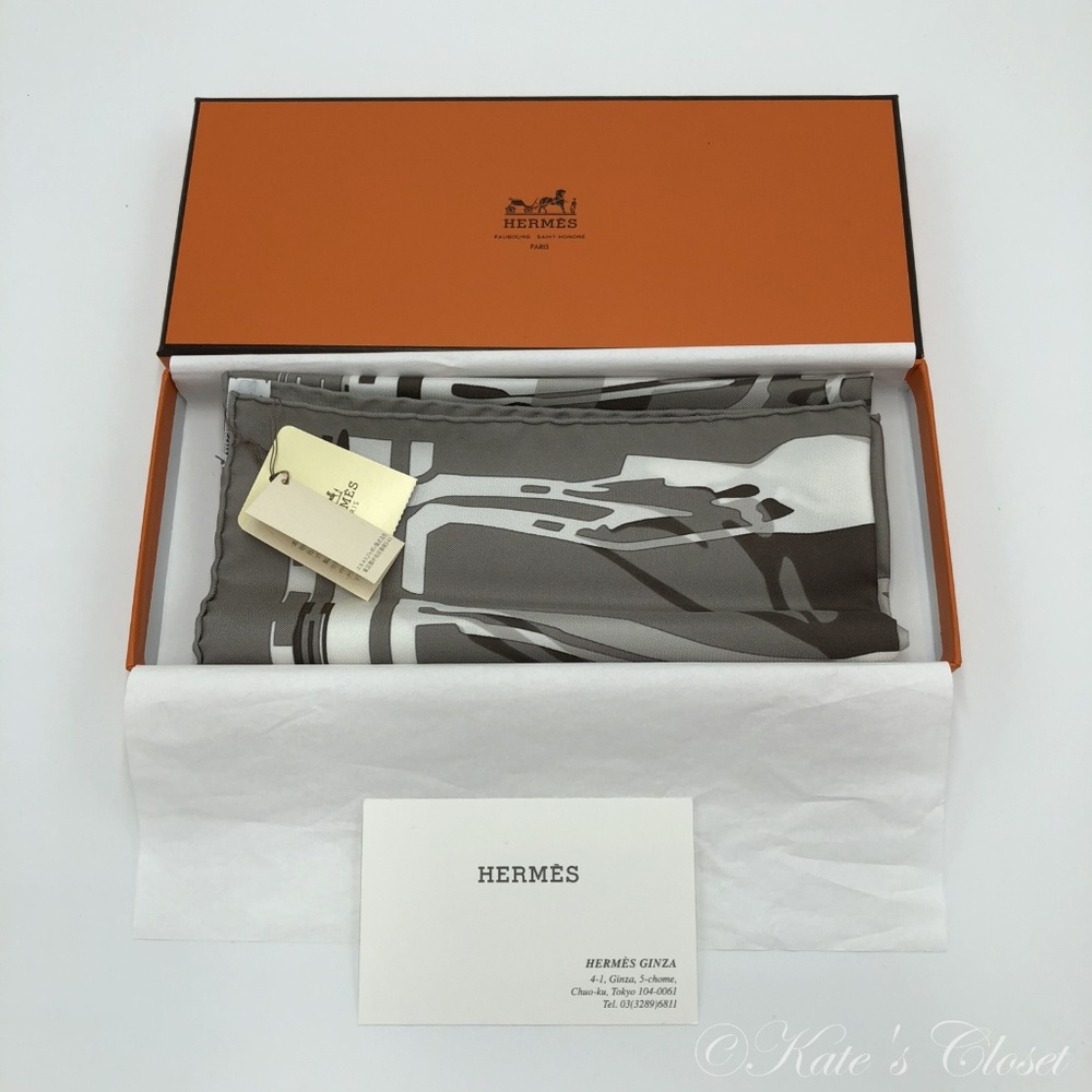 SOLD!! HERMES Sepia Gavroche Twill Scarf/Wrap